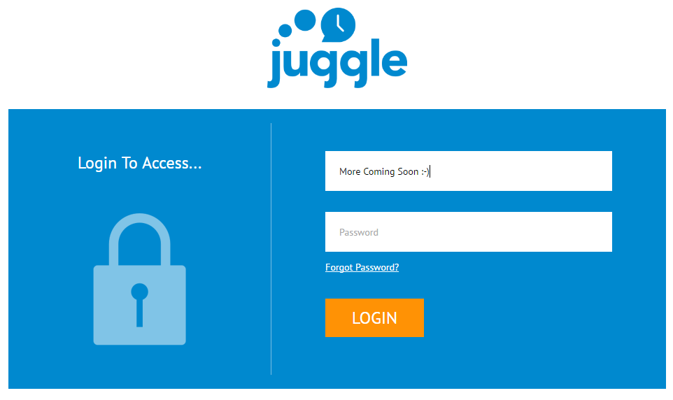 Login Screen for Upcoming Juggle Launch